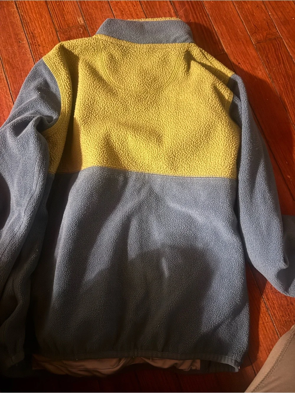 L.L. Bean Two-Tone Fleece Zip-Up Jacket in Yellow & Gray